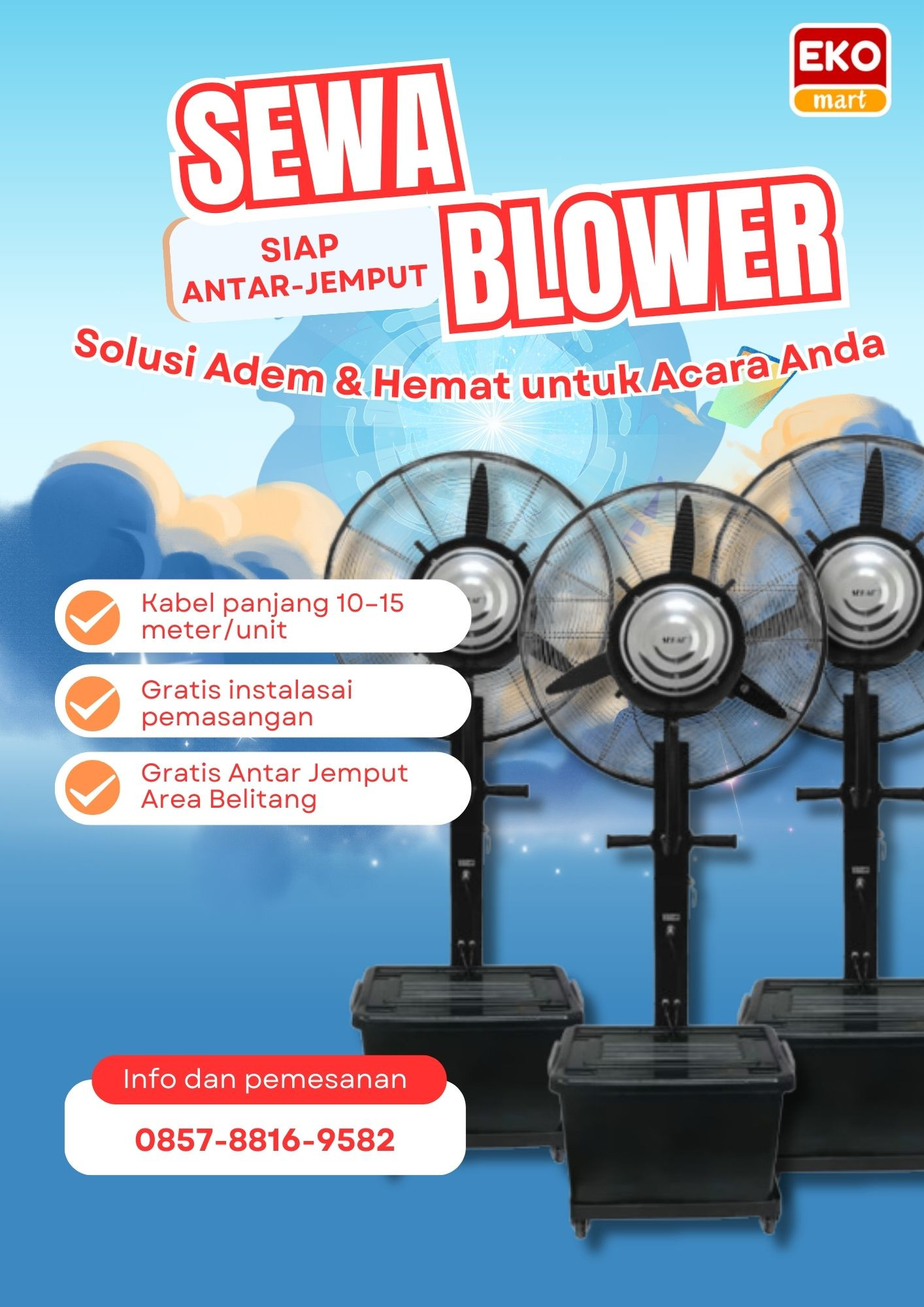 >Sewa Kipas Angin Blower Embun di Belitang OKU Timur | Murah, Cepat, dan Siap Antar